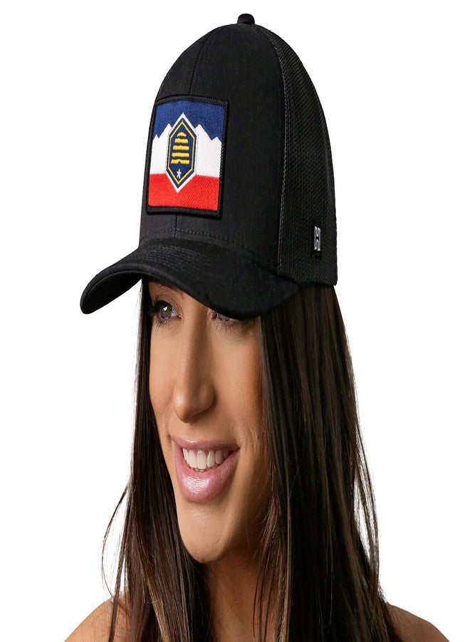 HAKA Utah Flag Black Trucker Hat - Utah Mesh Snapback Cap for Men, & Women Golf Baseball Dad Hat - Image 4